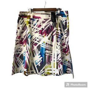 Lane Bryant White Multi Color Stripe Side Zip A Line Knee Length Skirt Size 20